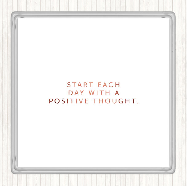 Rose Gold Positive Thought Quote Coaster