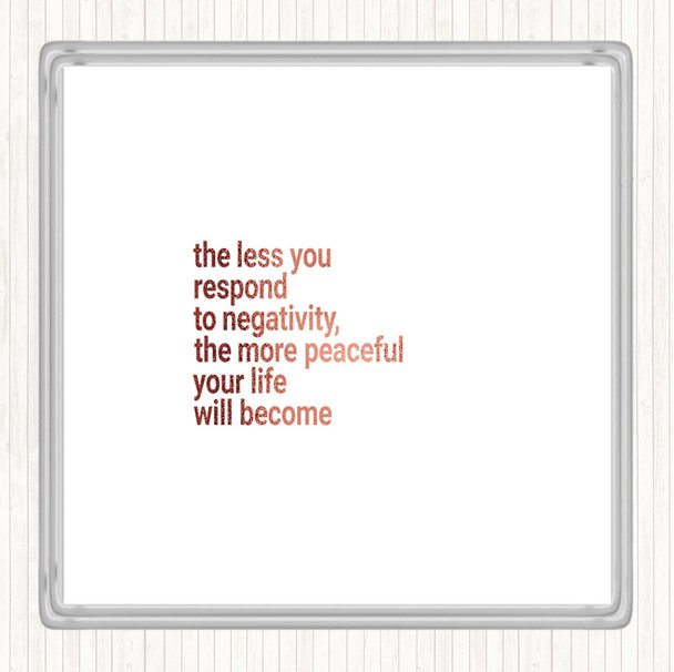 Rose Gold Respond Less To Negativity Quote Coaster