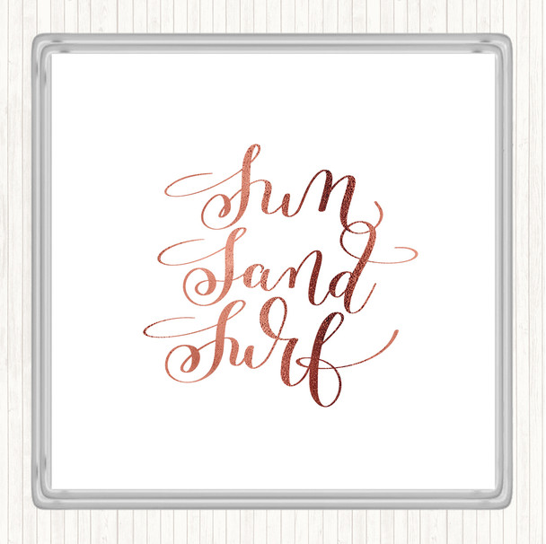 Rose Gold Sand Surf Quote Coaster
