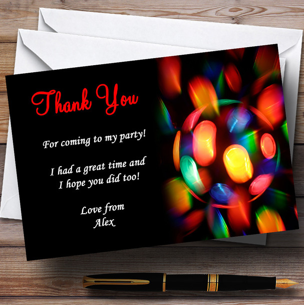 Disco Lights Customised Party Thank You Cards