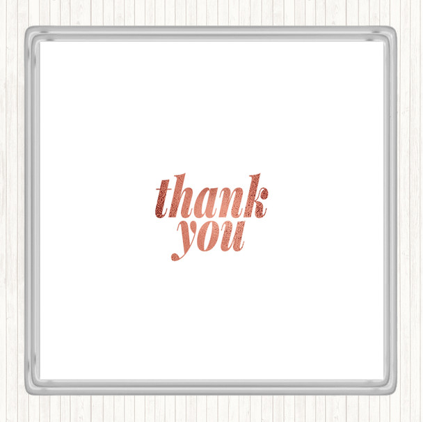 Rose Gold Small Thank You Quote Coaster