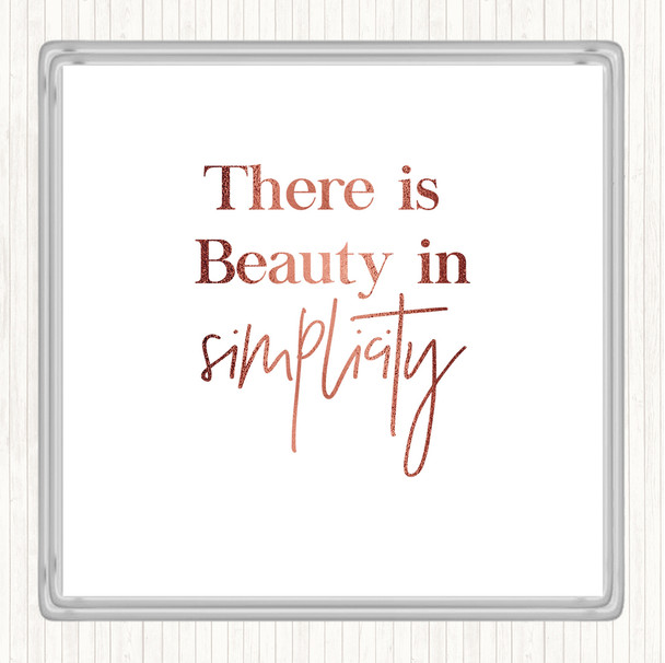 Rose Gold There Is Beauty Quote Coaster