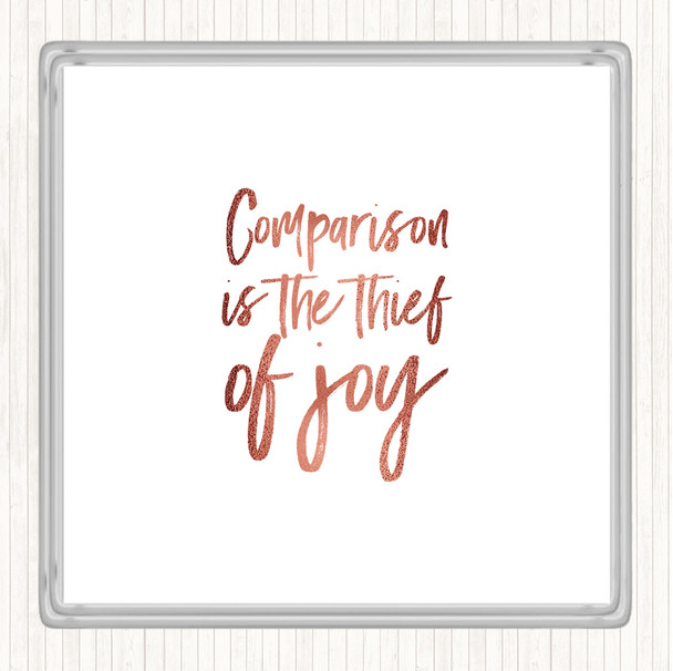 Rose Gold Thief Of Joy Quote Coaster