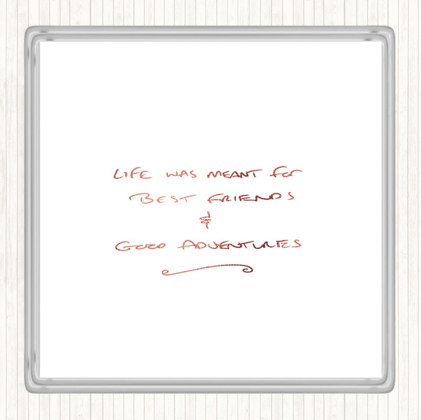 Rose Gold Best Friends Quote Coaster