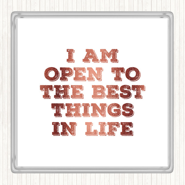 Rose Gold Best Things In Life Quote Coaster