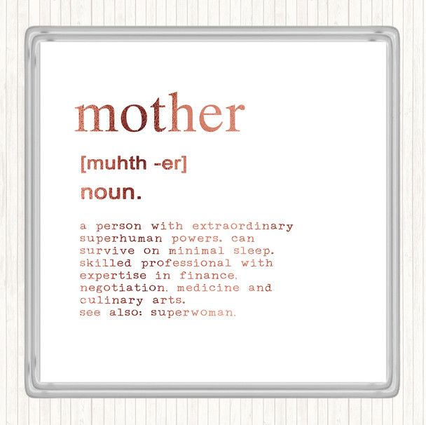 Rose Gold Word Definition Mother Quote Coaster