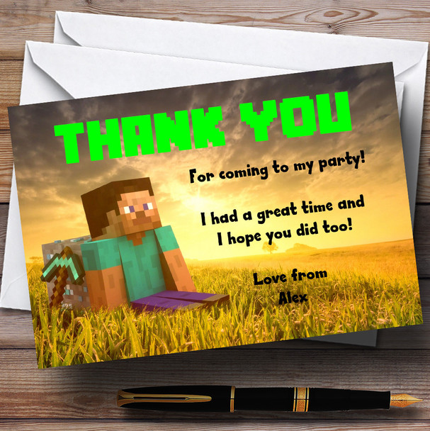 Minecraft Customised Children's Party Thank You Cards