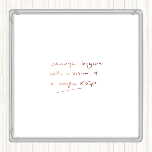 Rose Gold Change Simple Step Quote Coaster