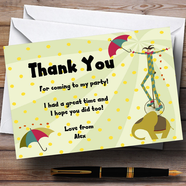 Circus d Customised Party Thank You Cards