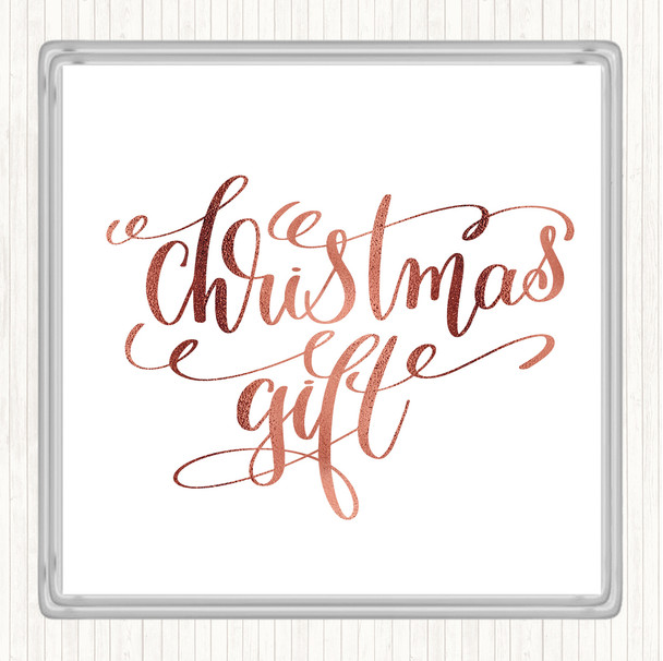 Rose Gold Christmas Gift Quote Coaster