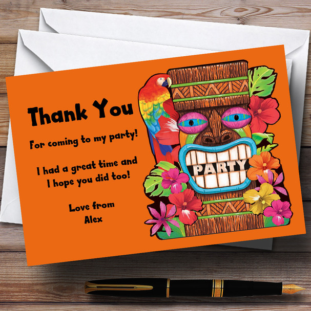 Orange Tropical Luau Hawaiian Customised Party Thank You Cards