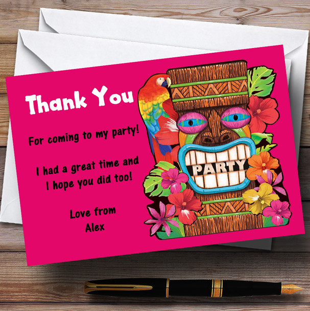 Pink Tropical Luau Hawaiian Customised Party Thank You Cards