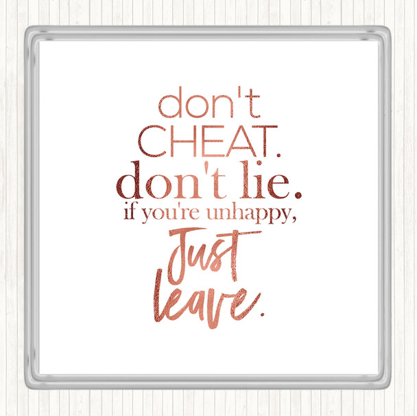 Rose Gold Don't Cheat Quote Coaster
