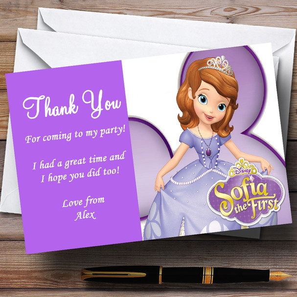 Sofia e First Princess Customised Children's Party Thank You Cards