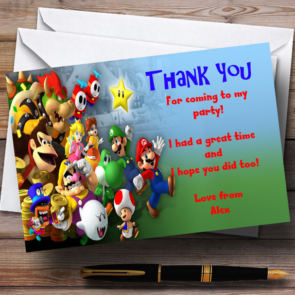 Super Mario Bros Luigi Nintendo Customised Children's Party Thank You Cards
