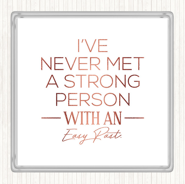 Rose Gold Easy Past Quote Coaster