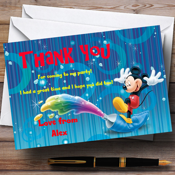 Blue Mickey Mouse Customised Children's Party Thank You Cards