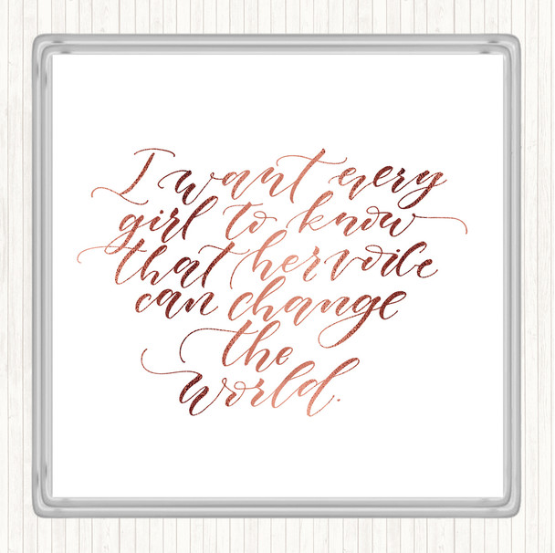 Rose Gold Every Girl Quote Coaster