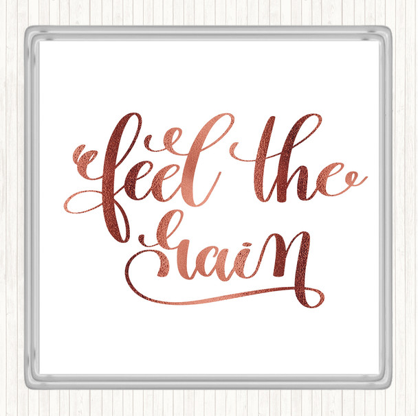 Rose Gold Feel The Gain Quote Coaster