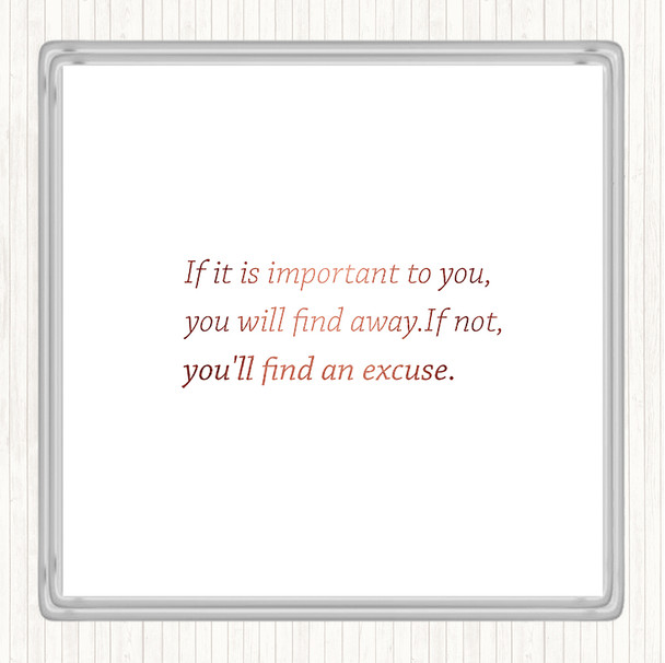 Rose Gold Find A Way Quote Coaster