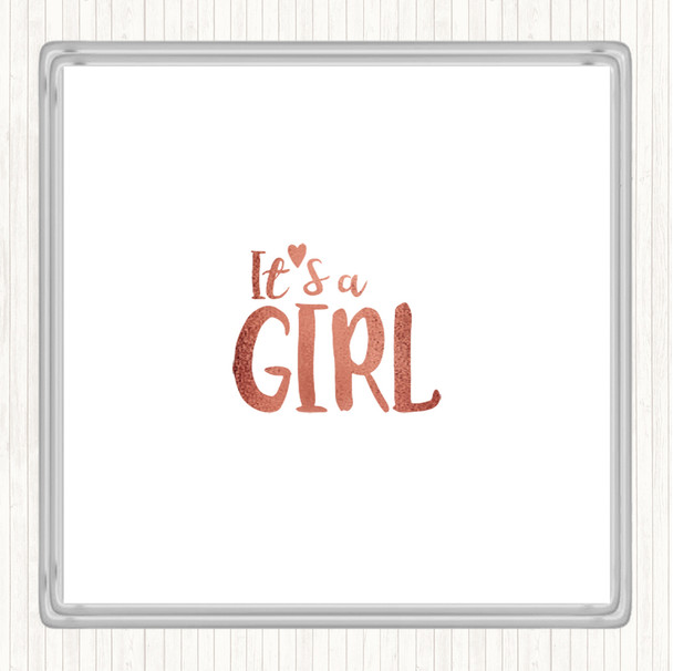 Rose Gold Girl Quote Coaster