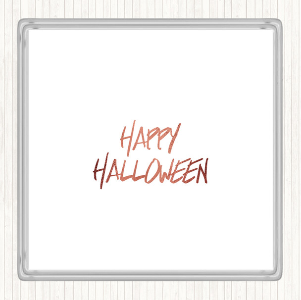 Rose Gold Halloween Quote Coaster