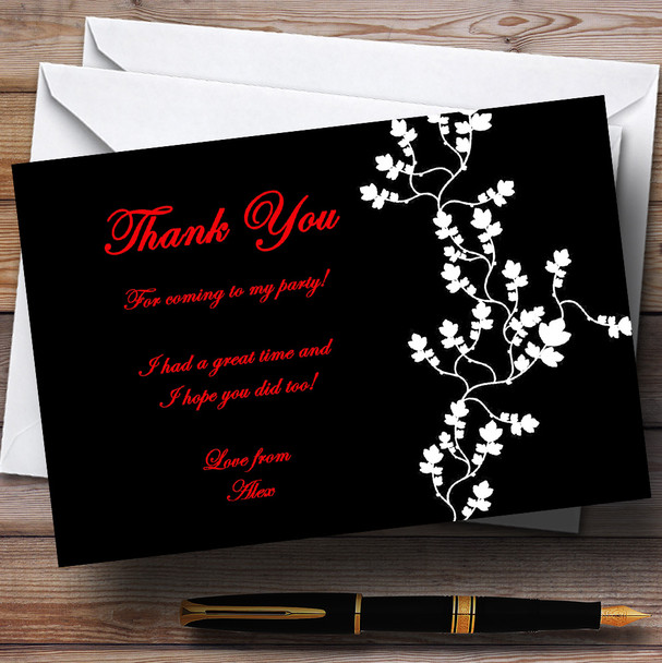 Black White Red Customised Party Thank You Cards