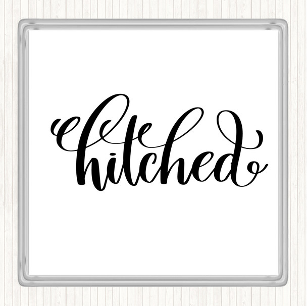 White Black Hitched Quote Coaster