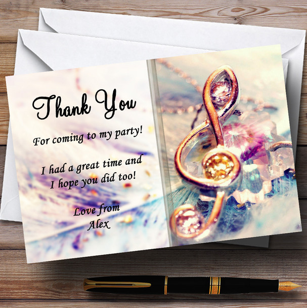 Music Treble Clef Customised Party Thank You Cards