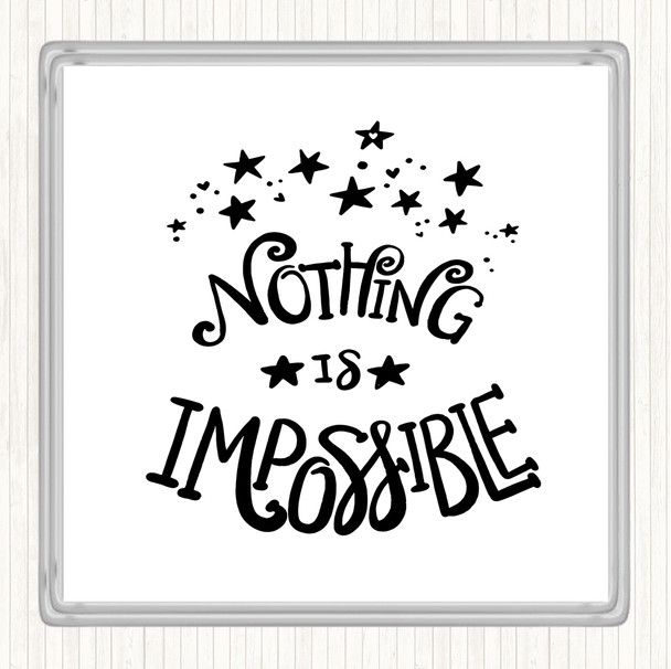 White Black Impossible Unicorn Quote Coaster