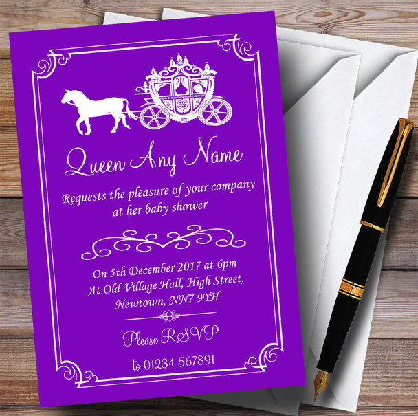 Purple Horse Carriage Princess Invitations Baby Shower Invitations
