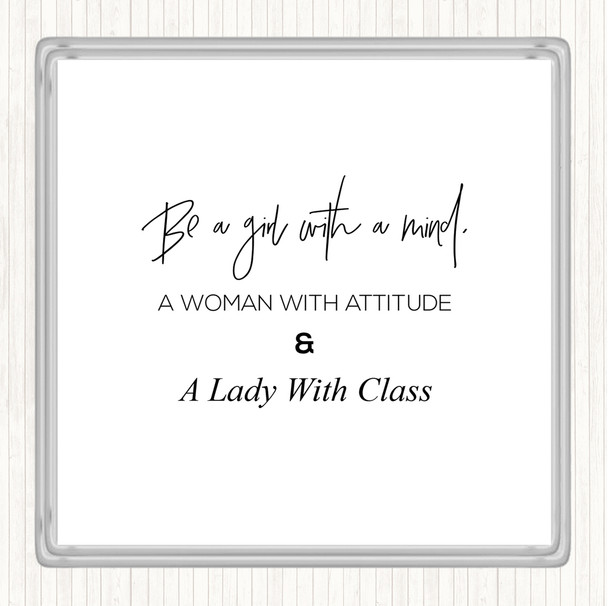 White Black Lady With Class Quote Coaster