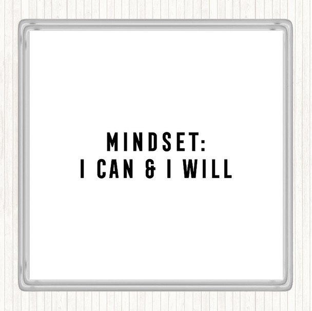 White Black Mindset Quote Coaster