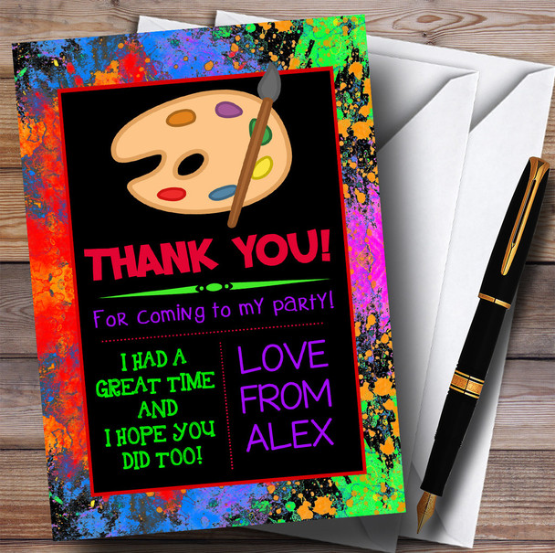 Black Splatter Paint Party Thank You Cards