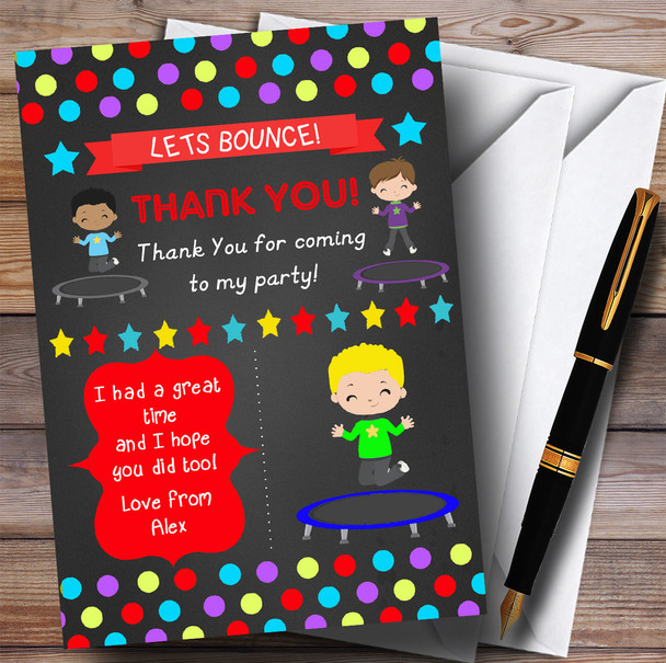 Boys Chalk Polkadot Trampoline Party Thank You Cards