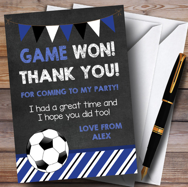 Chalk Bunting Football Blue Party Thank You Cards