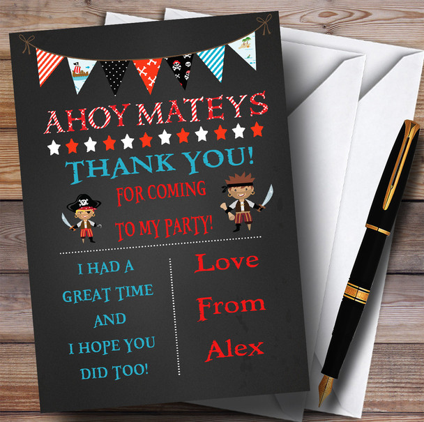 Chalk Effect Pirate Bunting Party Thank You Cards