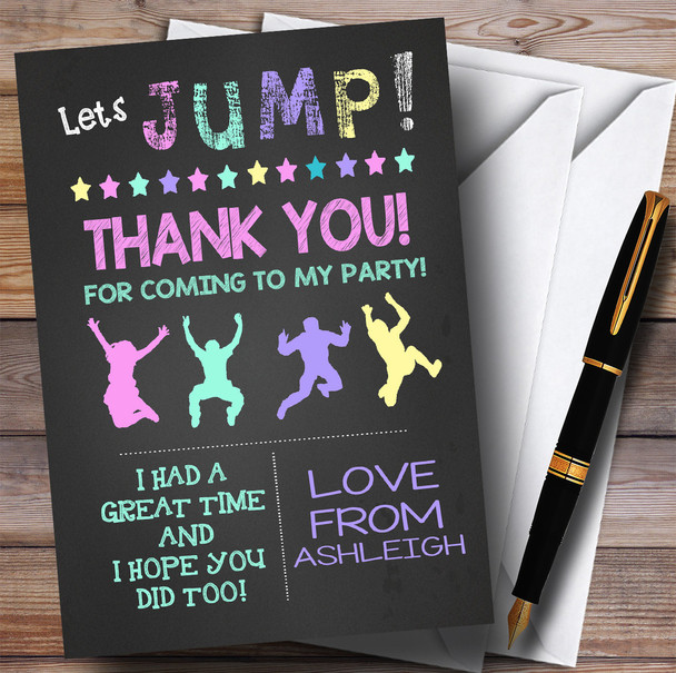 Chalk Pastel Girls Trampoline Party Thank You Cards