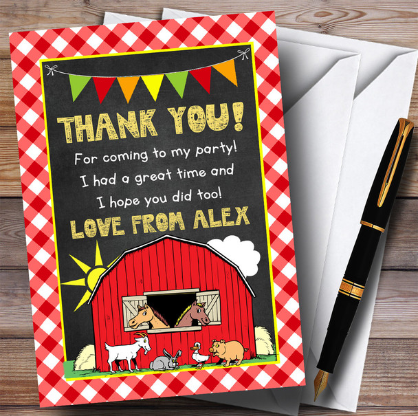 Country Barnyard Farm Animals Chalk Party Thank You Cards