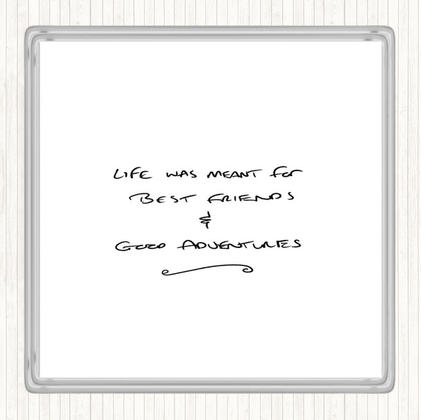 White Black Best Friends Quote Coaster