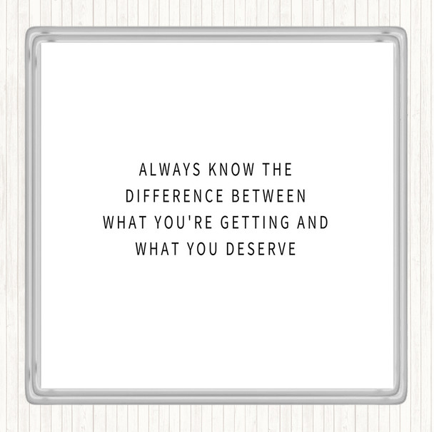 White Black What Your Getting And What Your Worth Quote Coaster