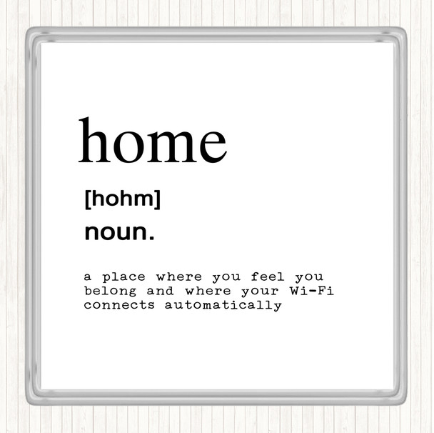 White Black Word Definition Home Quote Coaster