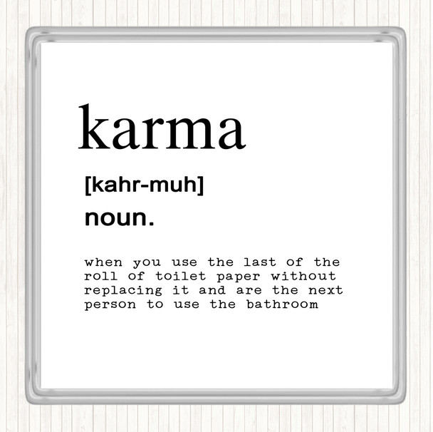 White Black Word Definition Karma Quote Coaster