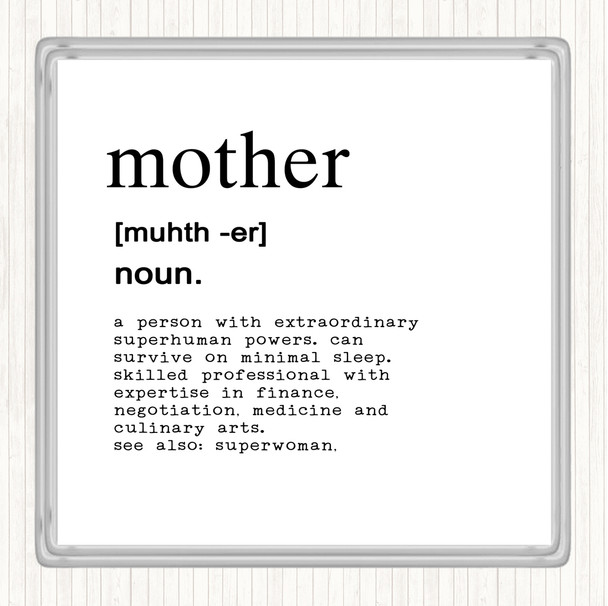 White Black Word Definition Mother Quote Coaster