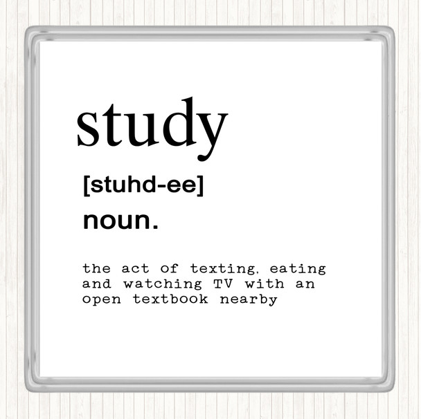 White Black Word Definition Study Quote Coaster