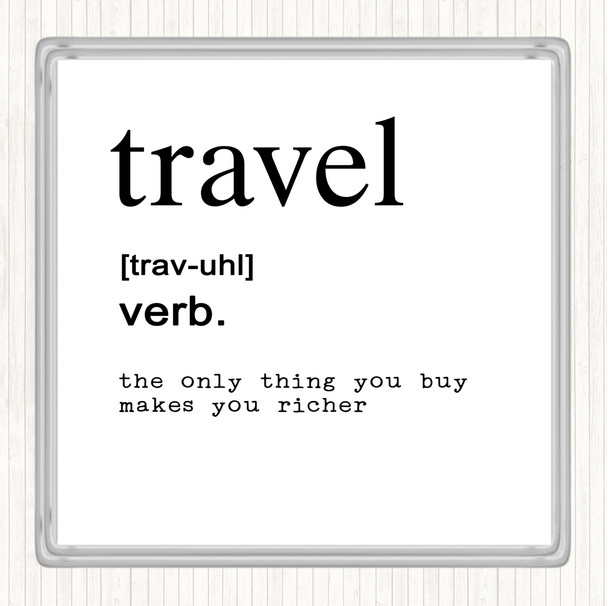 White Black Word Definition Travel Quote Coaster