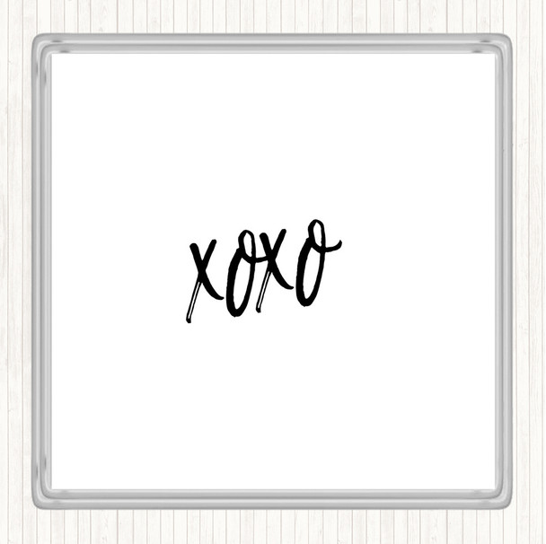 White Black Xoxo Quote Coaster