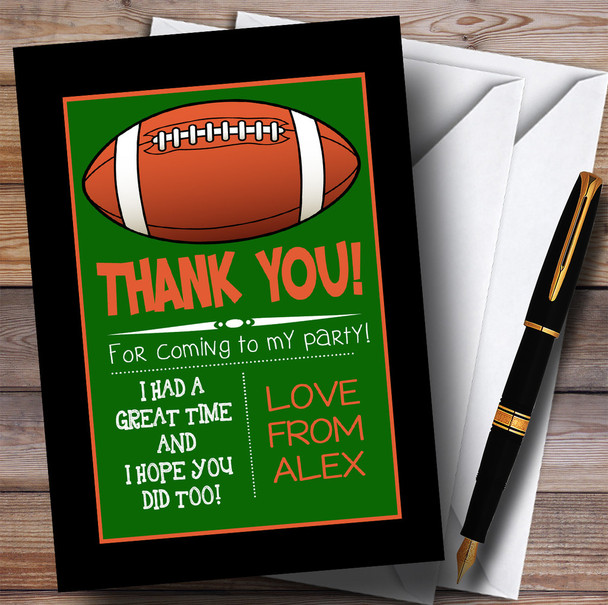 Grass & Black Rugby Party Thank You Cards