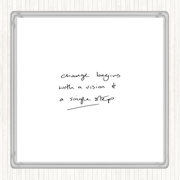 White Black Change Simple Step Quote Coaster