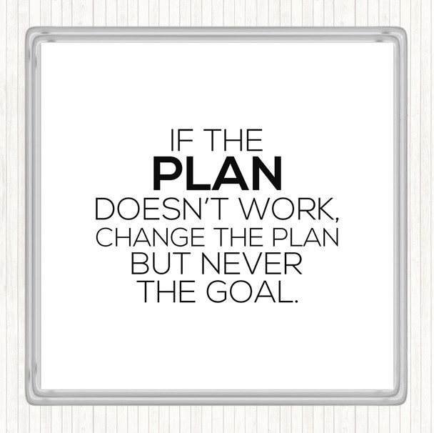 White Black Change The Plan Quote Coaster